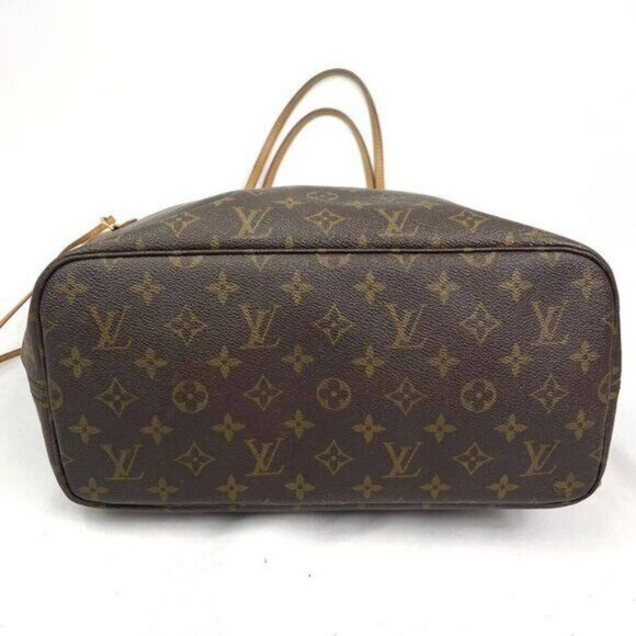 Authentic Louis Vuitton Neverfull MM Monogram Tote Shoulder Bag Brown Tan LV - Picture 9 of 13